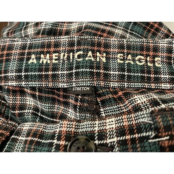 Ladies Size 6 Trouser Pants Green Plaid Stretch Slacks American Eagle Outfitters - Picture 3 of 4